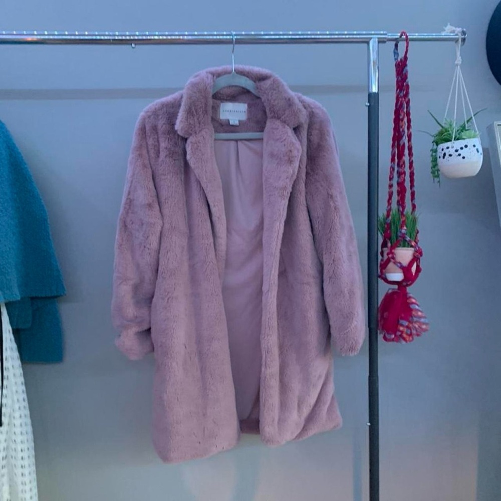 Women's Pink Faux Fur Coat